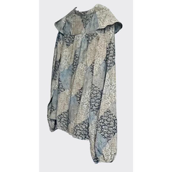 TIME & TRU LONG SLEEVE PEASANT BLOUSE, WOMENS, XL(16-18), BLUE TAN WHITE PAISLEY - Picture 4 of 10